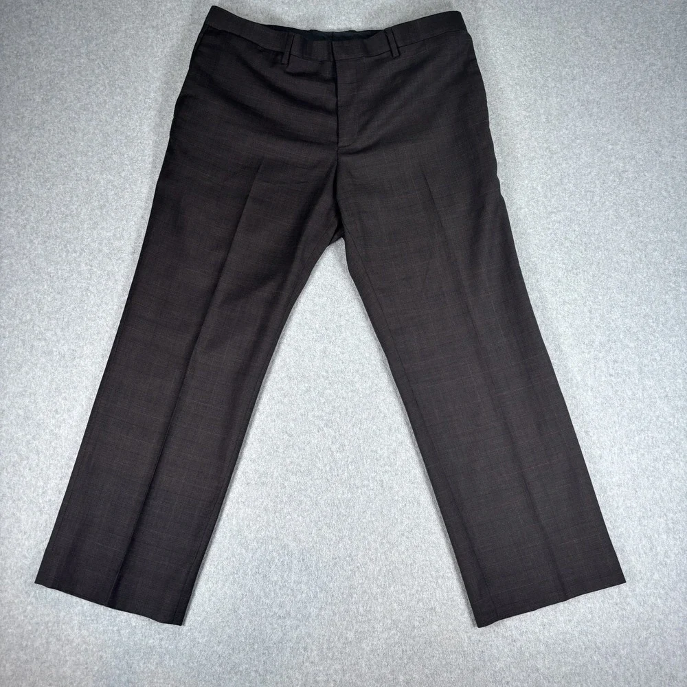 Banana Republic Dress Pants Mens 36x30 Brown Wool Blend Classic Fit Plaid